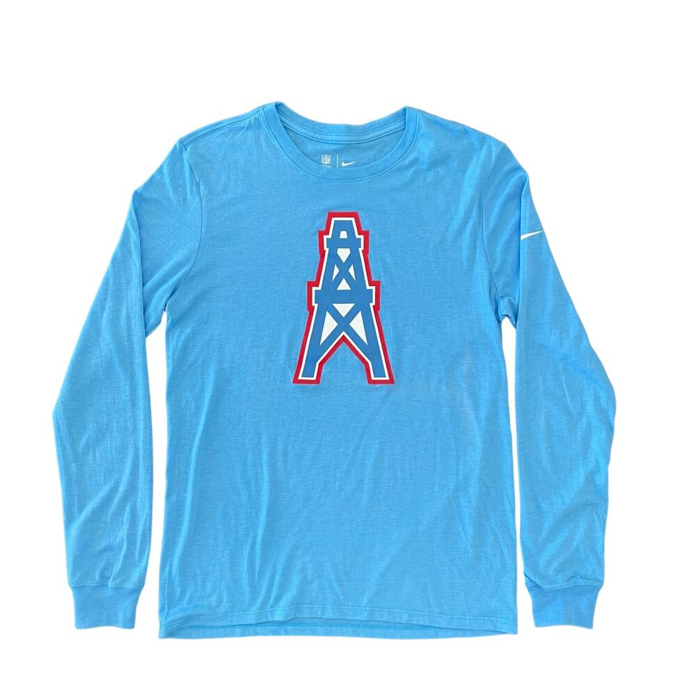 Men's Nike Light Blue Tennessee Titans Rewind Logo Tri-Blend T-Shirt Size M